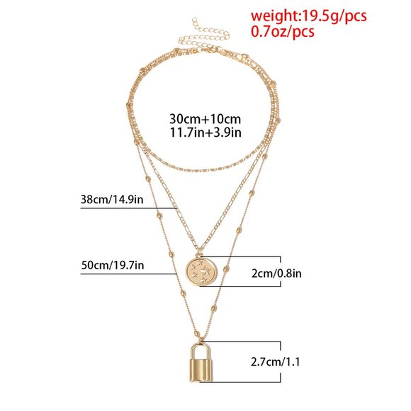 💕LAST ONE Lock Star Coin layered Necklace - Picture 7 of 10